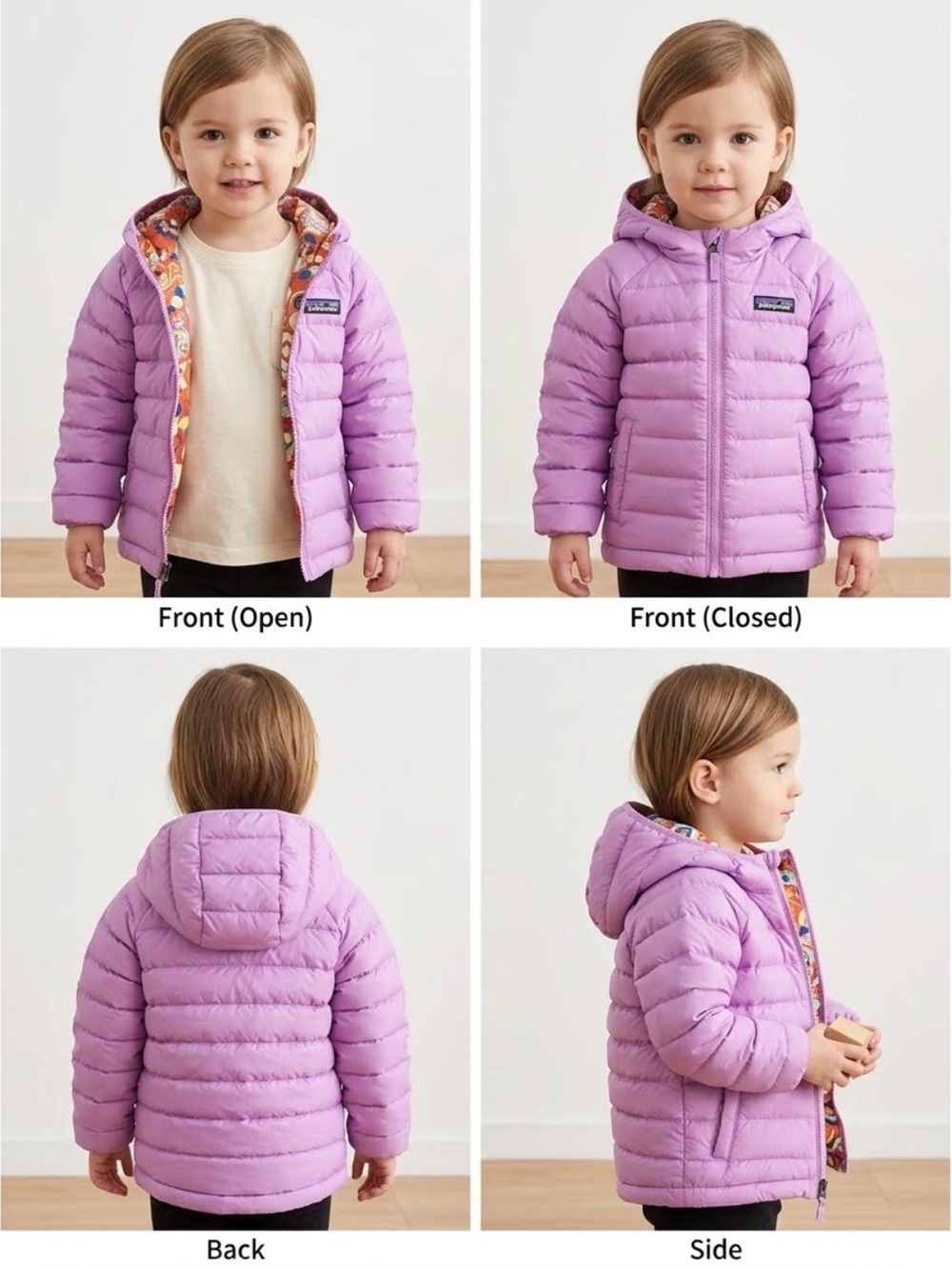 Patagonia Kids Lavender Hooded Quilted Puffer Jacket